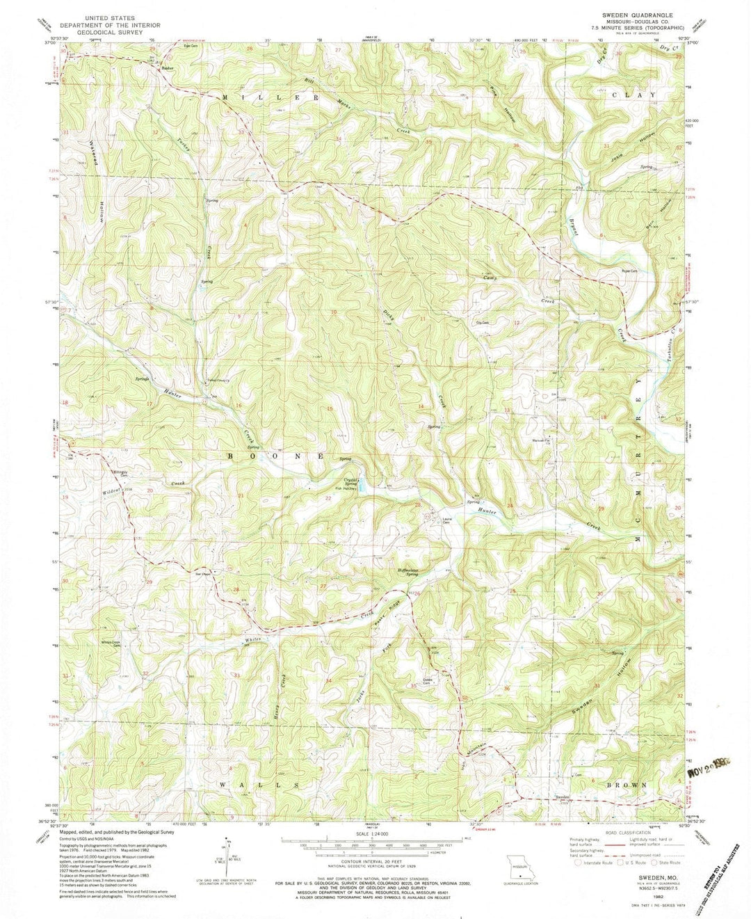 1982 Sweden, MO - Missouri - USGS Topographic Map