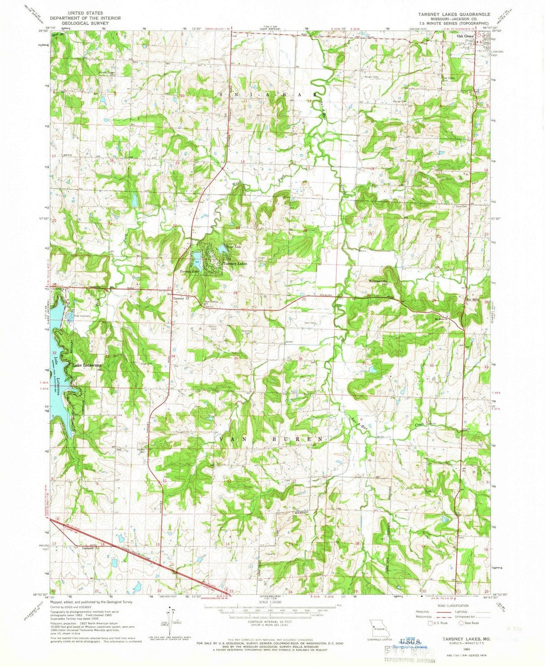 1965 Tarsney Lakes, MO - Missouri - USGS Topographic Map