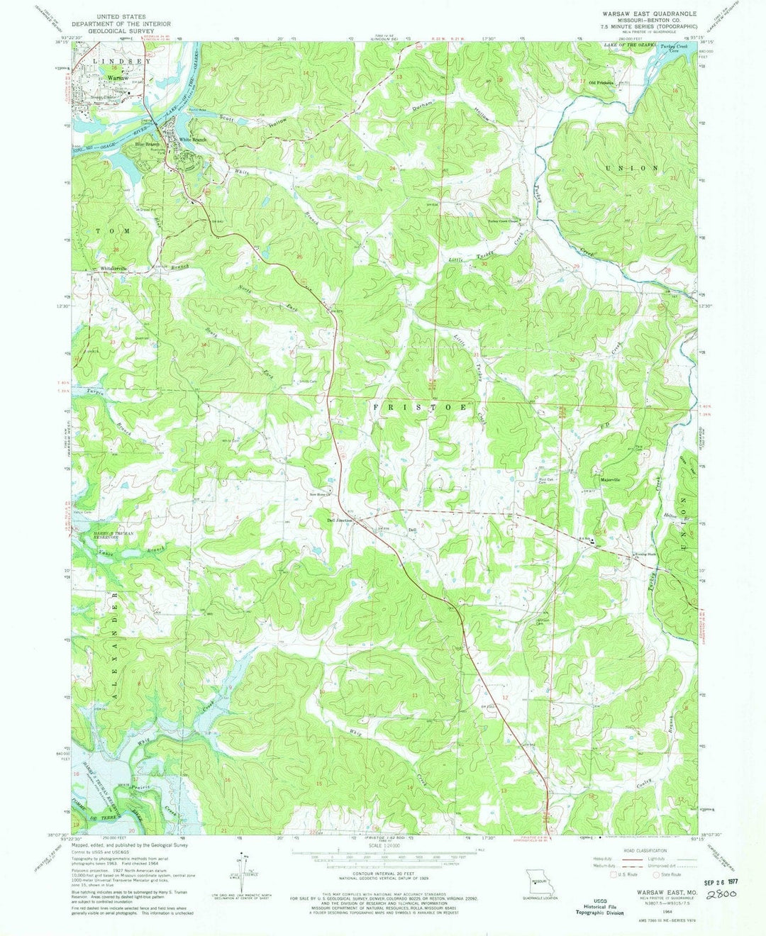 1964 Warsaw East, MO - Missouri - USGS Topographic Map