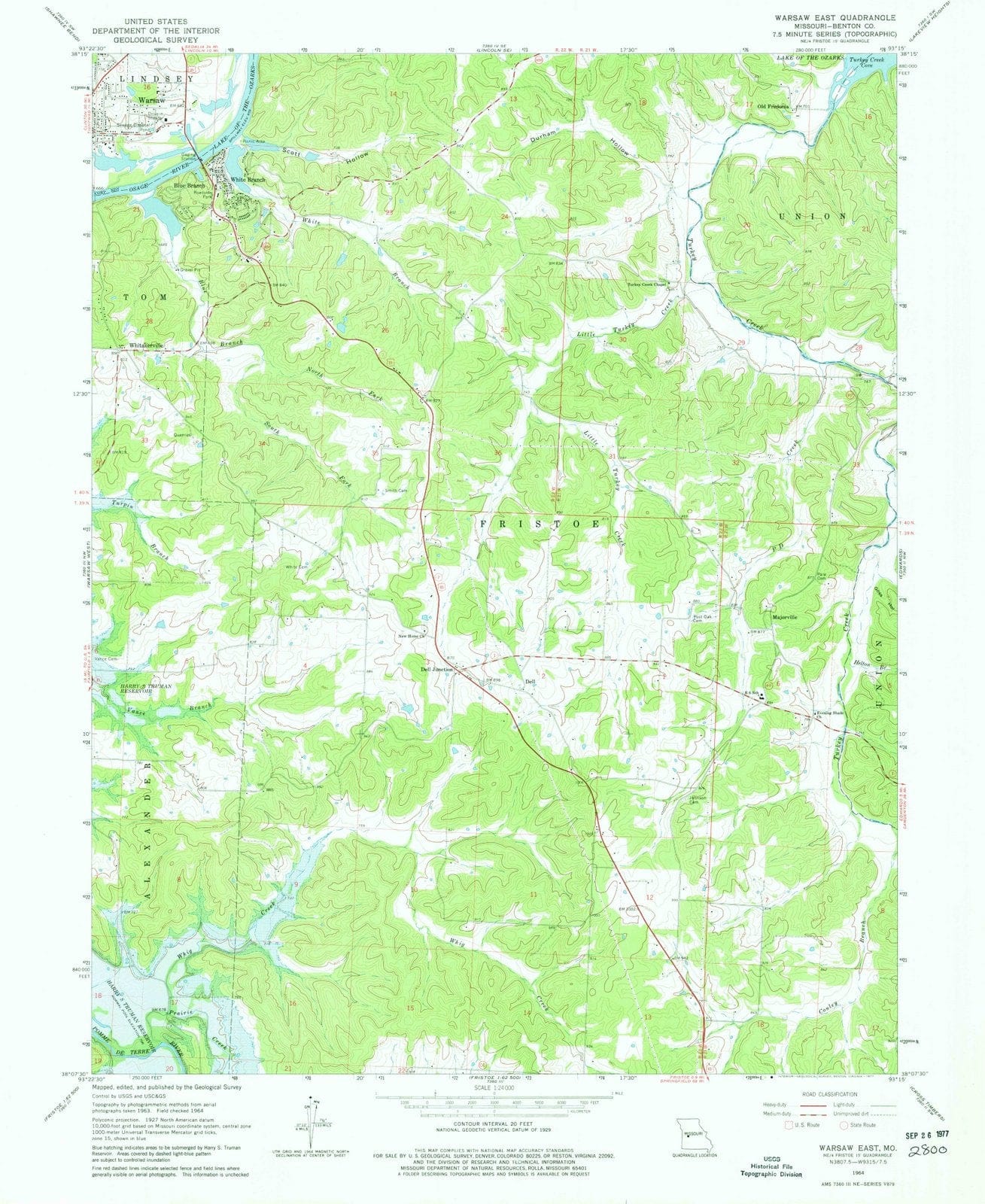 1964 Warsaw East, MO - Missouri - USGS Topographic Map