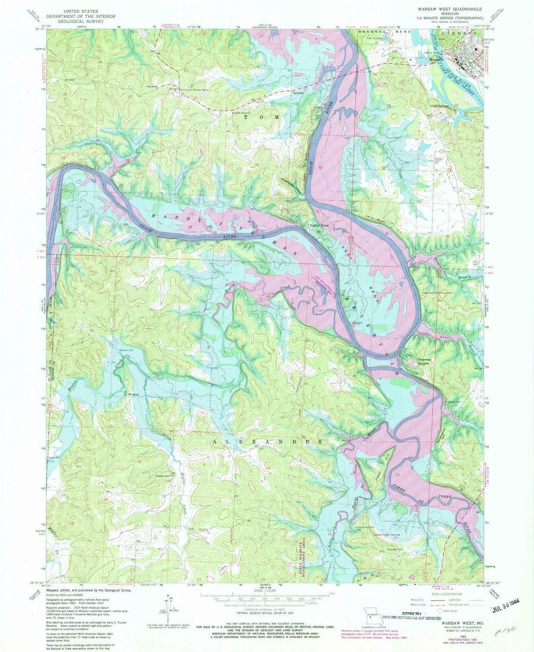 1965 Warsaw West, MO - Missouri - USGS Topographic Map