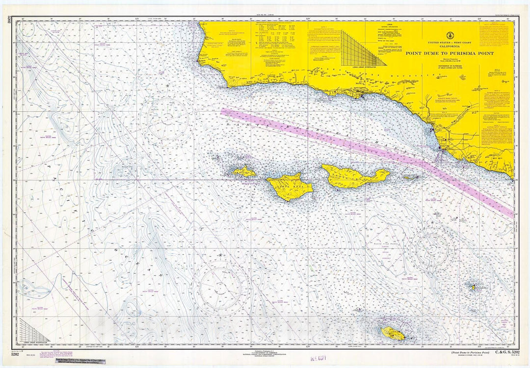 Historic Nautical Map - Point Dume To Purisima Point, 1970 NOAA Chart - California (CA) - Vintage Wall Art