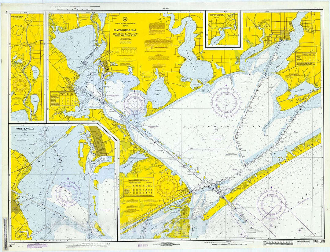 Historic Nautical Map - Matagorda Bay, 1971 NOAA Chart - Texas (TX) - Vintage Wall Art