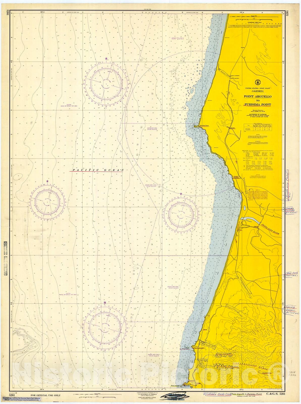 Historic Nautical Map - Point Arguello To Purisima Point, 1964 NOAA Chart - California (CA) - Vintage Wall Art