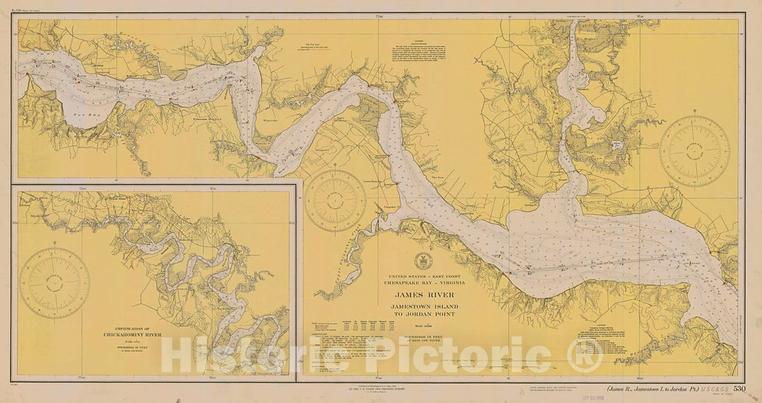 Historic Nautical Map - James River Jamestown Island To Jordan Point, 1940 NOAA Chart - Virginia (VA) - Vintage Wall Art