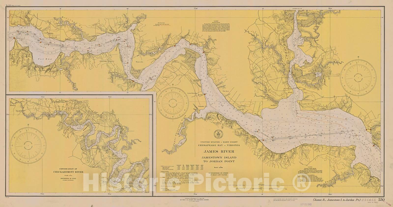 Historic Nautical Map - James River Jamestown Island To Jordan Point, 1940 NOAA Chart - Virginia (VA) - Vintage Wall Art