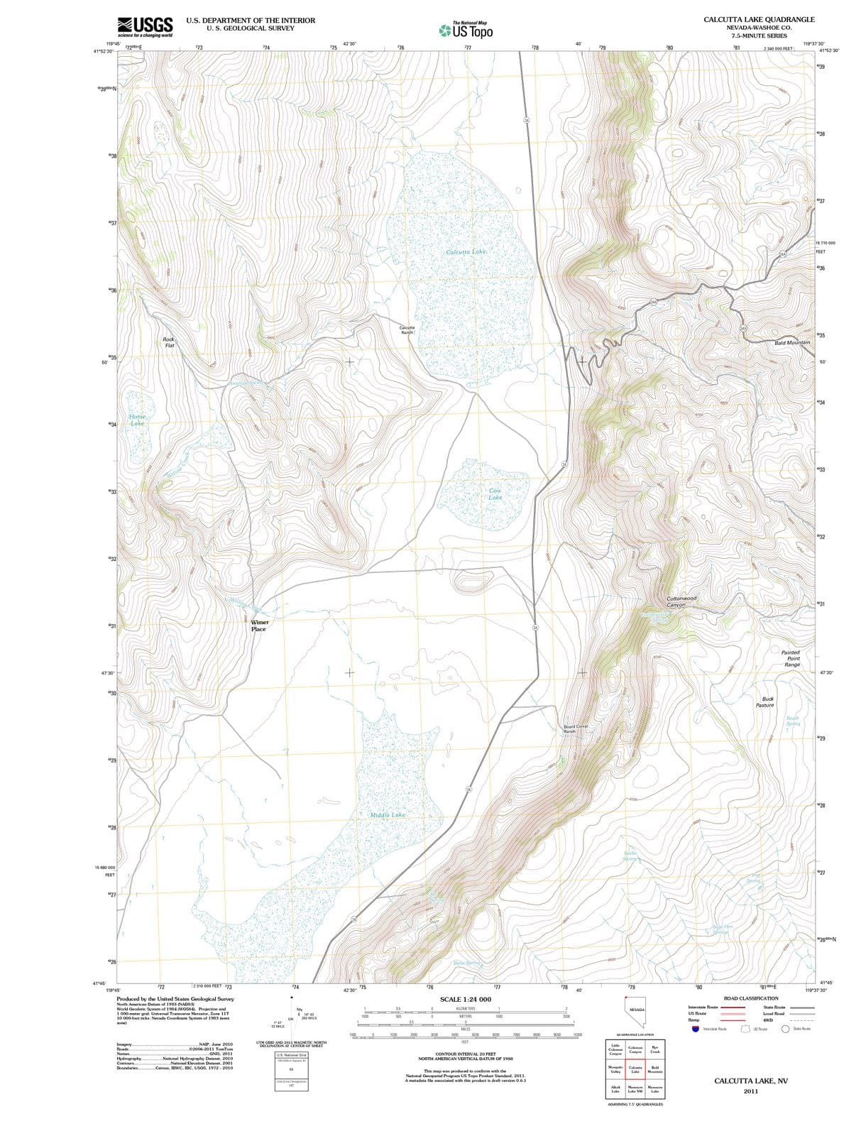 2011 Calcutta Lake, NV - Nevada - USGS Topographic Map