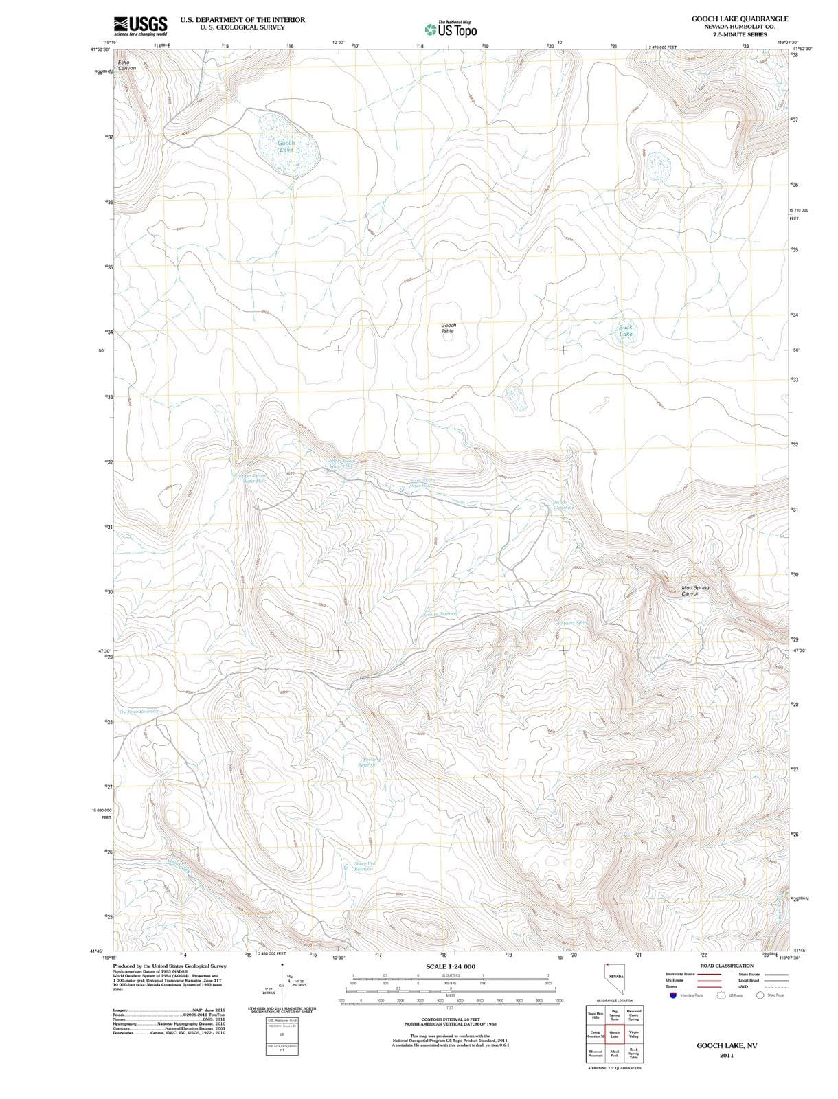 2011 Gooch Lake, NV - Nevada - USGS Topographic Map