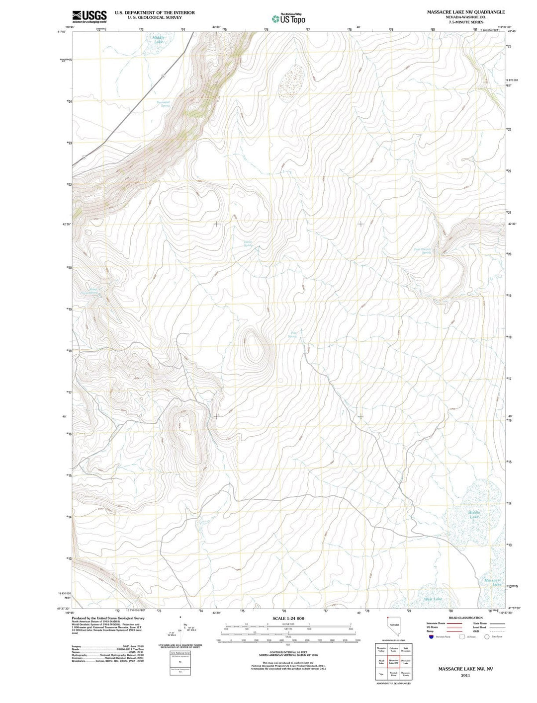 2011 Massacre Lake, NV - Nevada - USGS Topographic Map