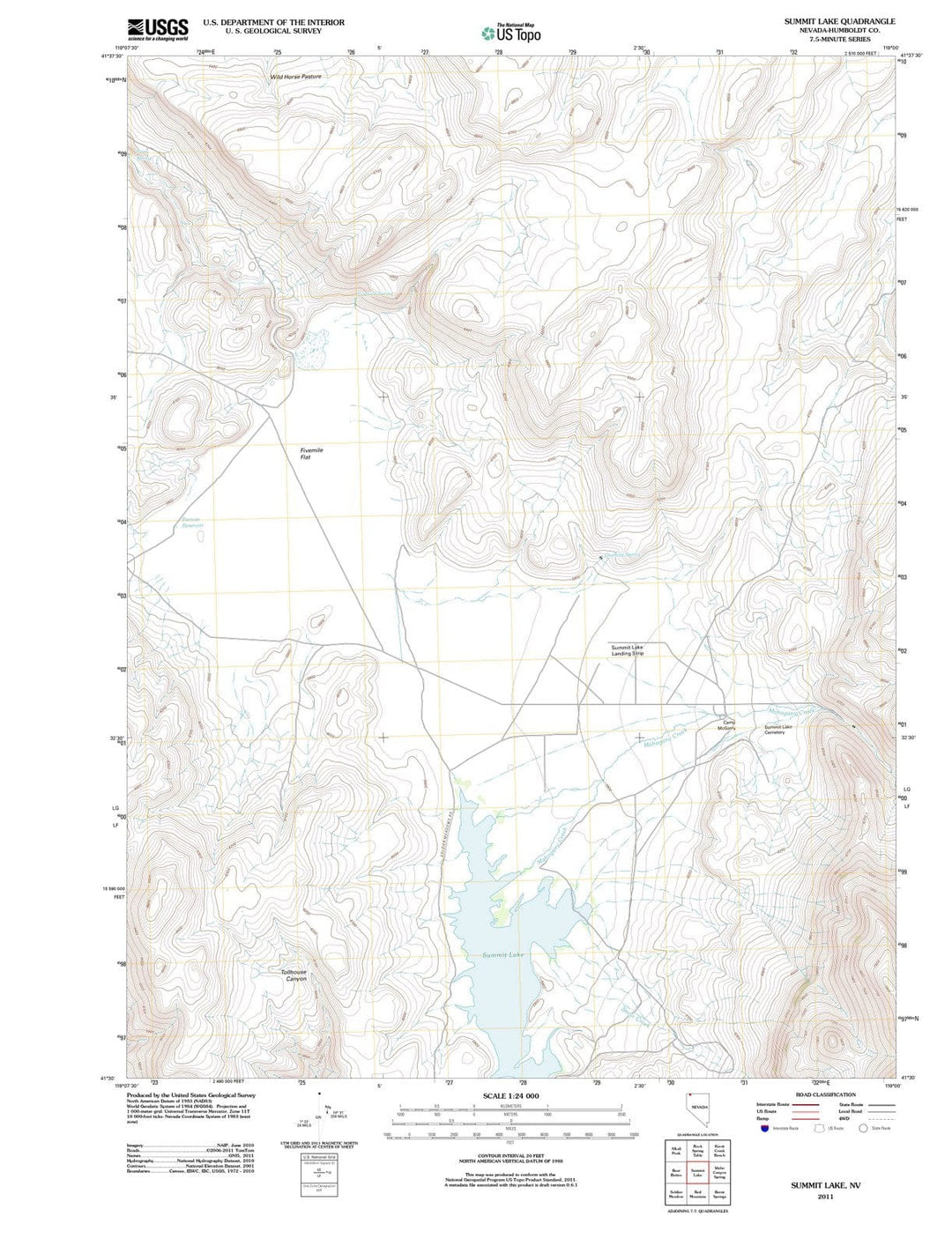 2011 Summit Lake, NV - Nevada - USGS Topographic Map