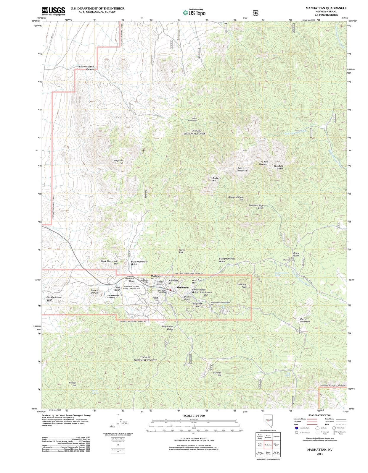 2011 Manhattan, NV - Nevada - USGS Topographic Map