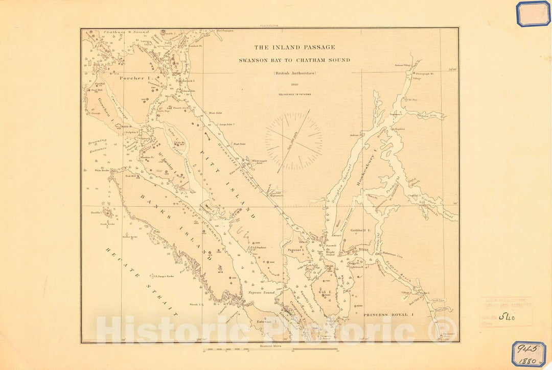 Historic Nautical Map - The Inland Passage Swanson Bay To Chatham Sound, 1880 NOAA Chart - Alaska (AK) - Vintage Wall Art