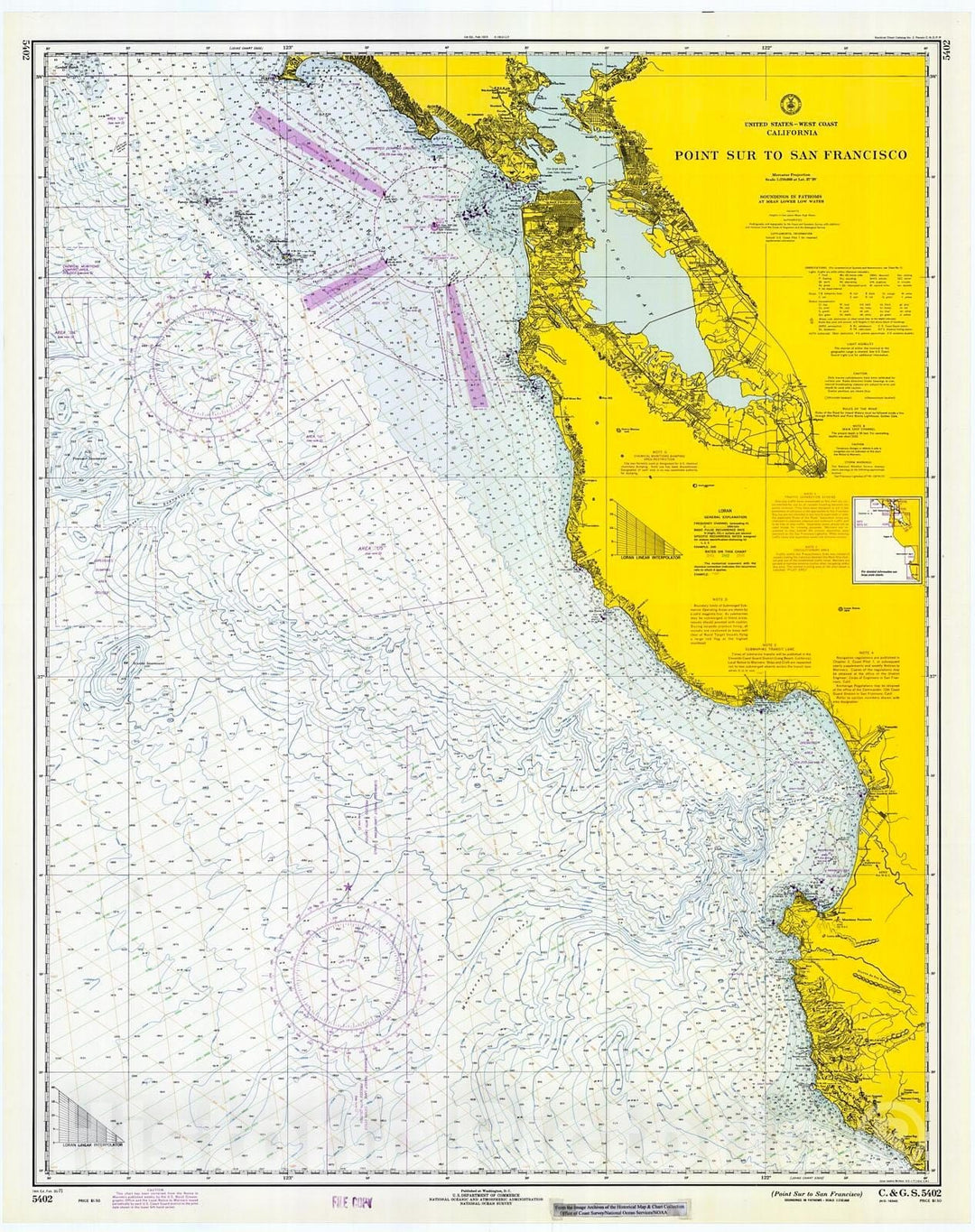 Historic Nautical Map - Point Sur To San Francisco, 1971 NOAA Chart - California (CA) - Vintage Wall Art