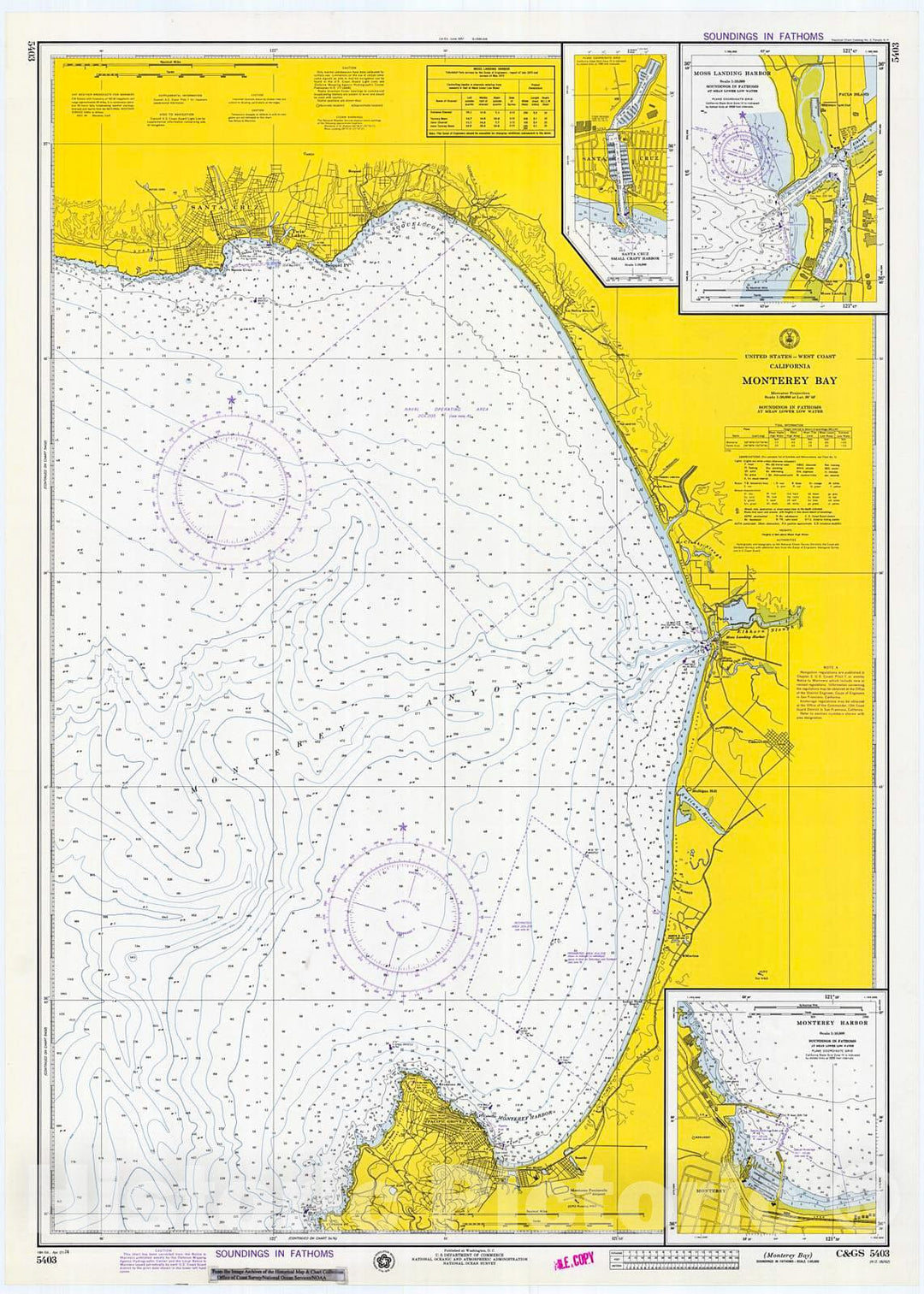 Historic Nautical Map - Monterey Bay, 1974 NOAA Chart - California (CA) - Vintage Wall Art