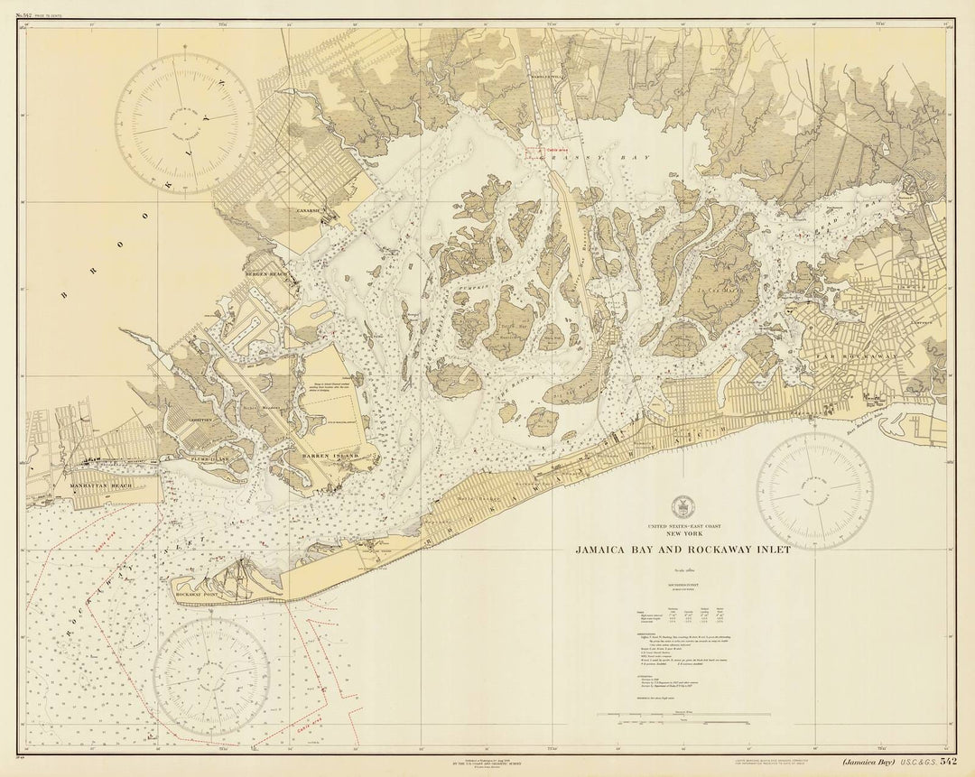 Historic Nautical Map - Jamaica Bay And Rockaway Inlet, 1928 NOAA Chart - New York (NY) - Vintage Wall Art