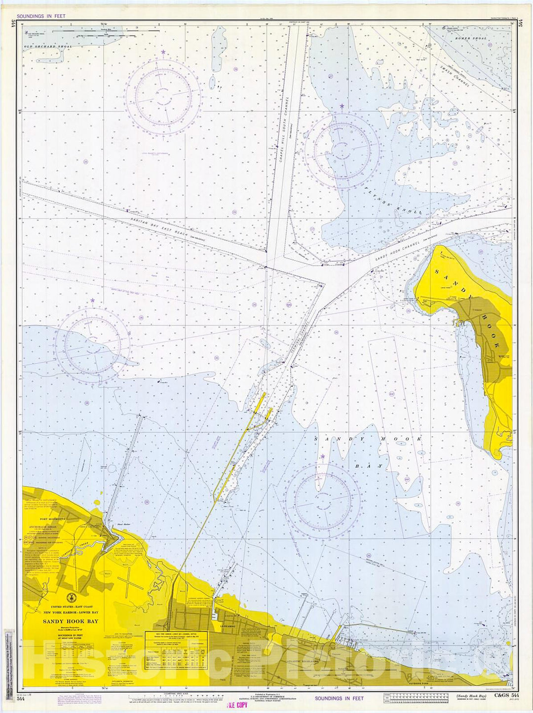 Historic Nautical Map - Sandy Hook Bay, 1973 NOAA Chart - New York, New Jersey (NY, NJ) - Vintage Wall Art