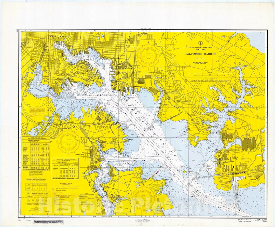 Historic Nautical Map - Baltimore Harbor, 1969 NOAA Chart - Maryland (MD) - Vintage Wall Art