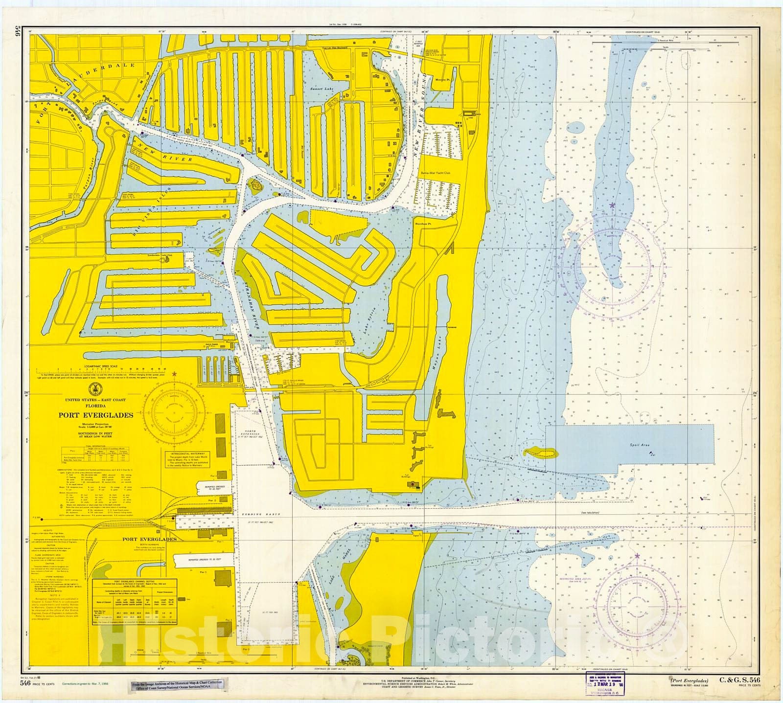 Historic Nautical Map - Port Everglades, 1966 NOAA Chart - Florida (FL) - Vintage Wall Art