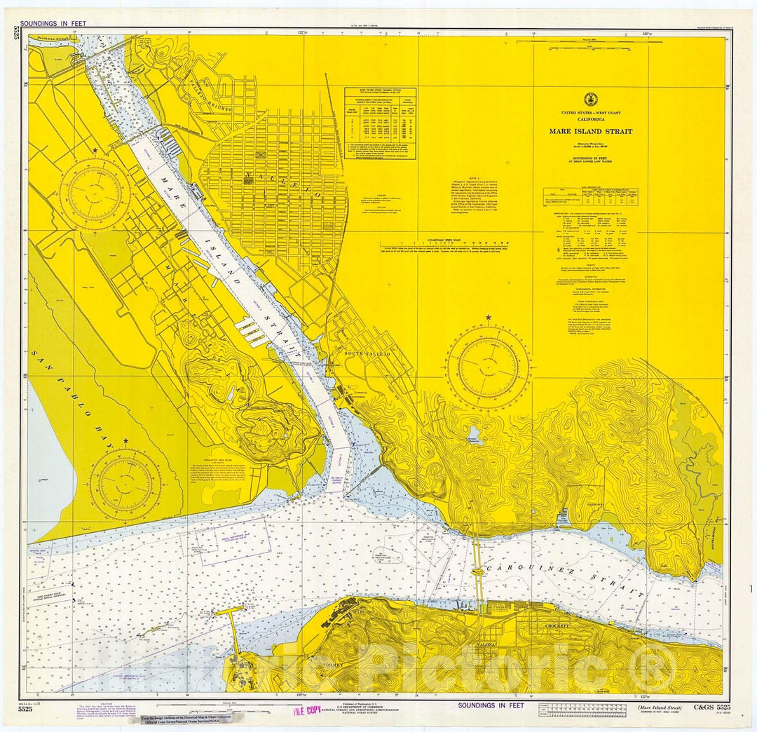 Historic Nautical Map - Mare Island Strait, 1973 NOAA Chart - California (CA) - Vintage Wall Art