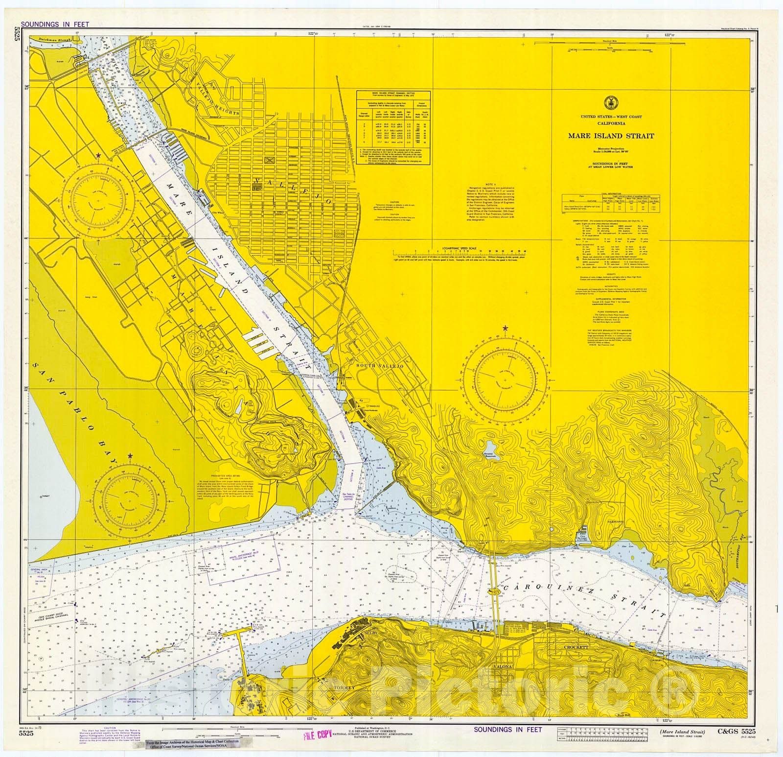 Historic Nautical Map - Mare Island Strait, 1973 NOAA Chart - California (CA) - Vintage Wall Art