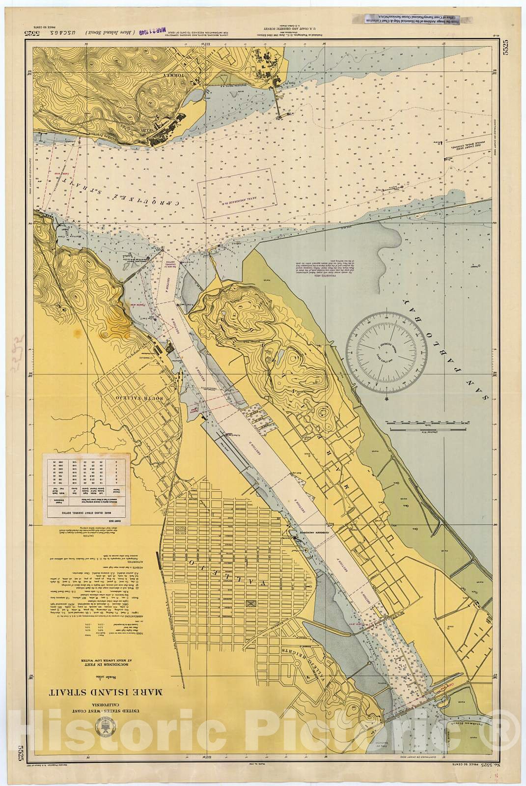 Historic Nautical Map - Mare Island Strait, 1946 NOAA Chart - California (CA) - Vintage Wall Art