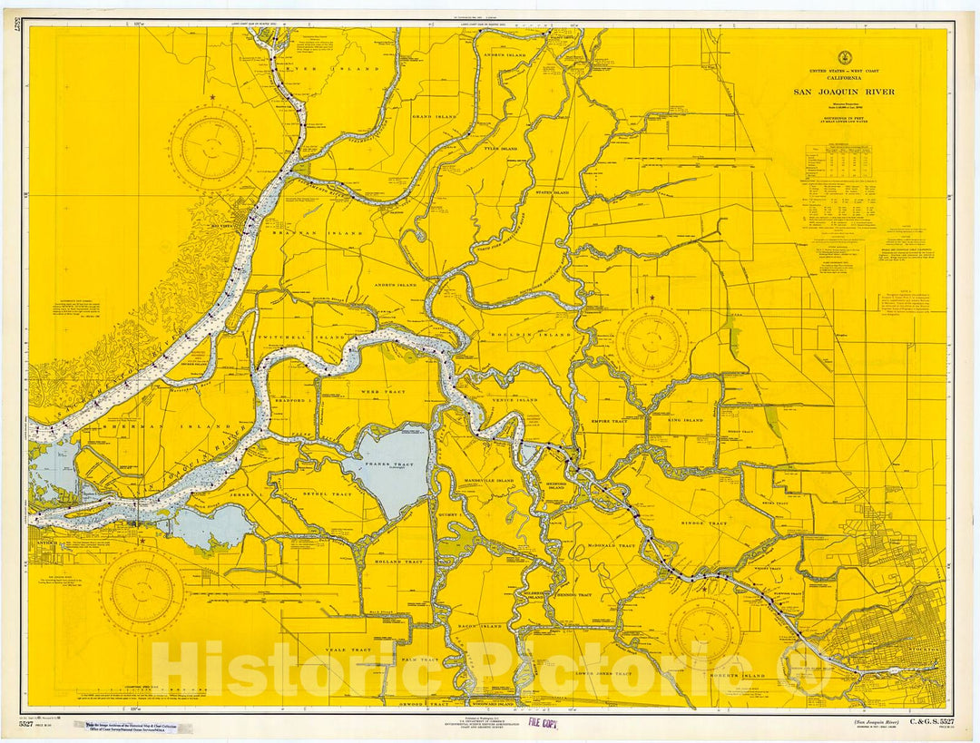 Historic Nautical Map - San Joaquin River, 1966 NOAA Chart - California (CA) - Vintage Wall Art