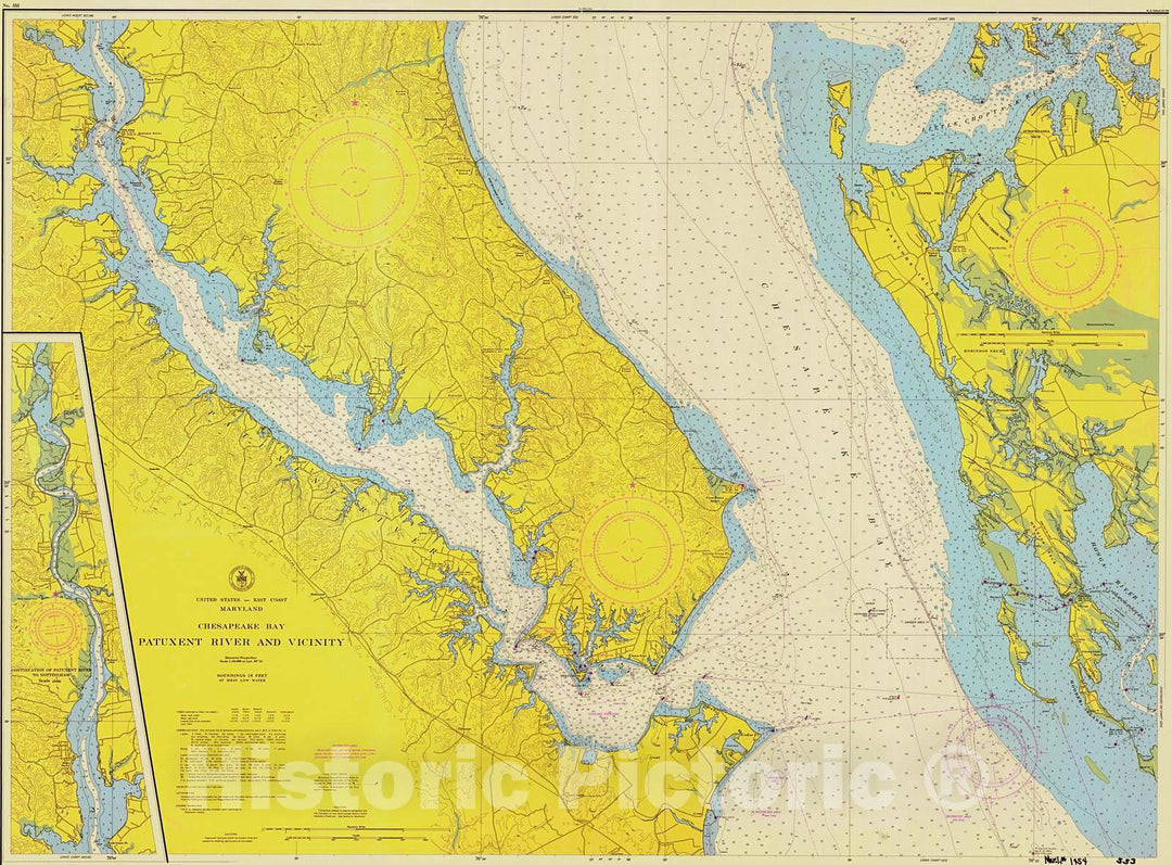 Historic Nautical Map - Patuxent River And Vicinity, 1954 NOAA Chart - Maryland (MD) - Vintage Wall Art