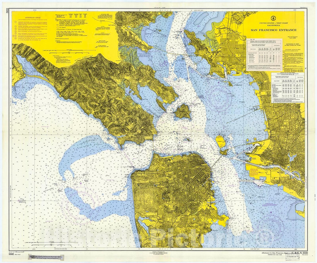 Historic Nautical Map - Entrancetosan Francisco Bay, 1957 NOAA Chart - California (CA) - Vintage Wall Art