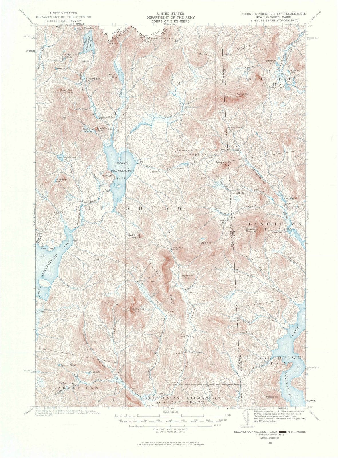 1927 Second Connecticut Lake, NH - New Hampshire - USGS Topographic Map