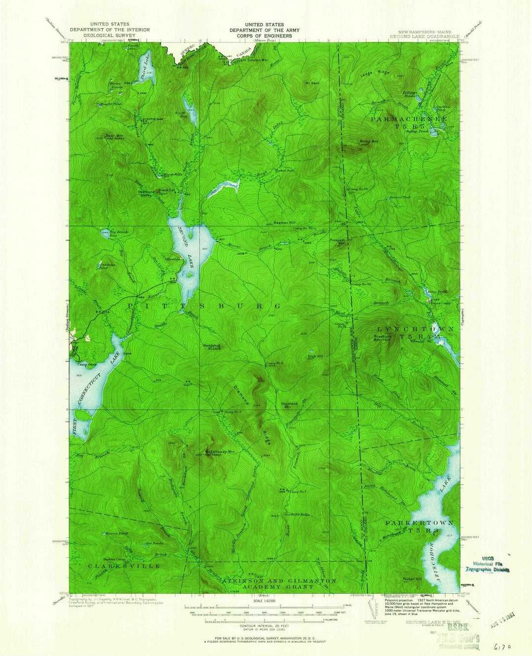 1927 Second Lake, NH - New Hampshire - USGS Topographic Map