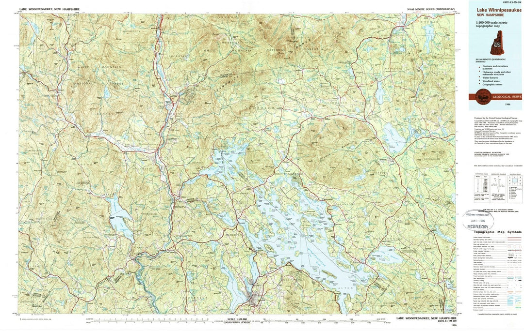 1986 Lake Winnipesaukee, NH - New Hampshire - USGS Topographic Map