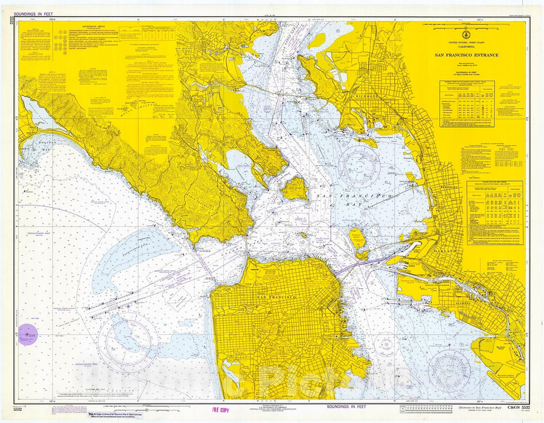 Historic Nautical Map - Entrance To San Francisco Bay, 1973 NOAA Chart - California (CA) - Vintage Wall Art