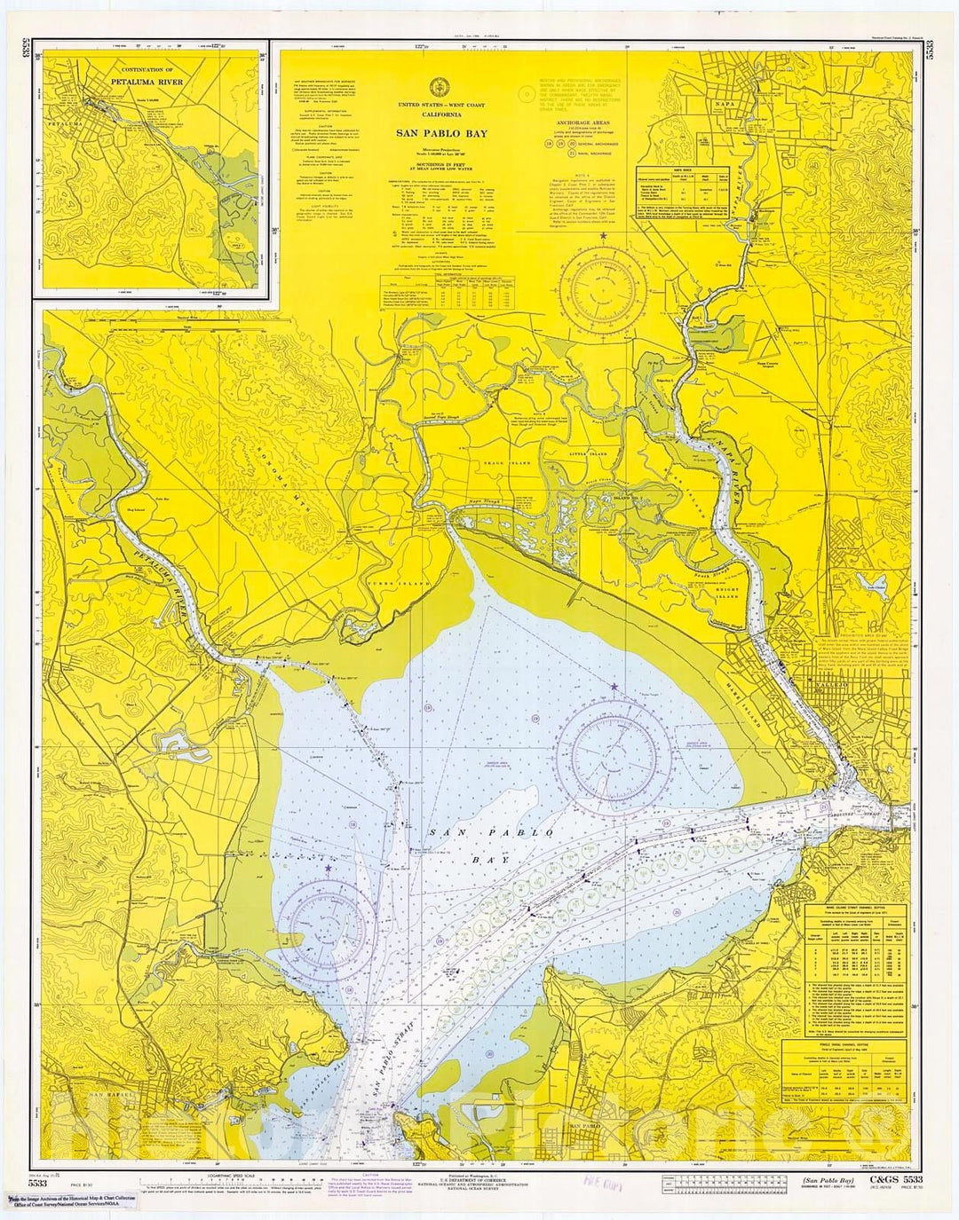 Historic Nautical Map - San Pablo Bay, 1971 NOAA Chart - California (CA) - Vintage Wall Art