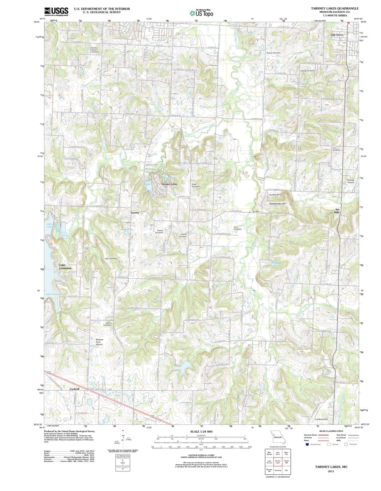 2011 Tarsney Lakes, MO - Missouri - USGS Topographic Map