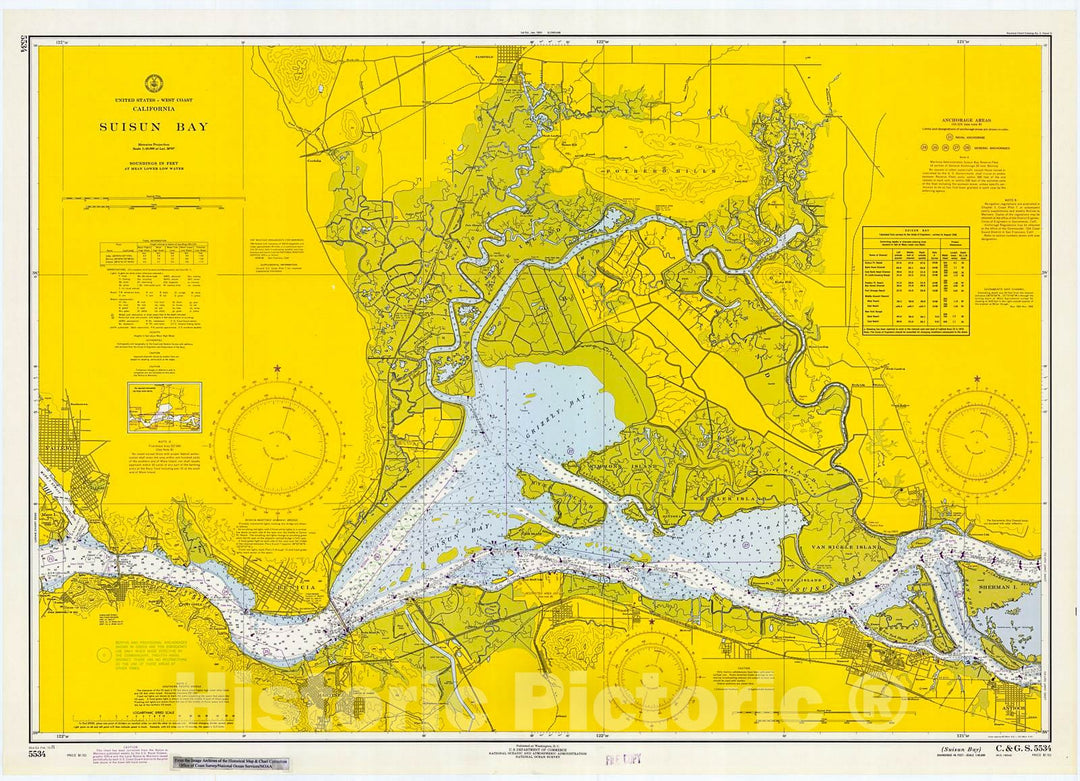 Historic Nautical Map - Suisun Bay, 1971 NOAA Chart - California (CA) - Vintage Wall Art