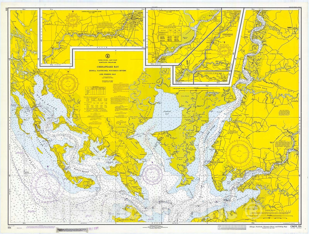 Historic Nautical Map - Honga, Nanticoke, Wicomico Rivers And Fishing Bay, 1971 NOAA Chart - Maryland (MD) - Vintage Wall Art