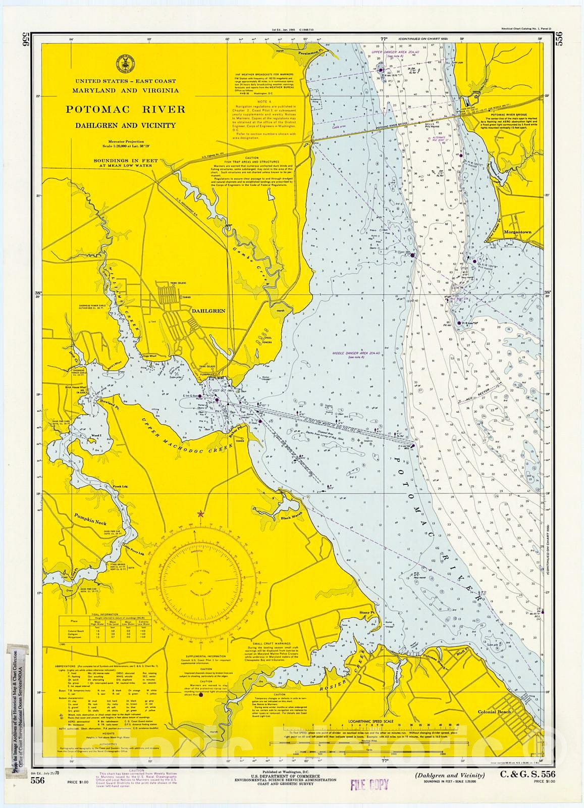 Historic Nautical Map - Dahlgren And Vicinity, 1970 NOAA Chart - Virginia (VA) - Vintage Wall Art