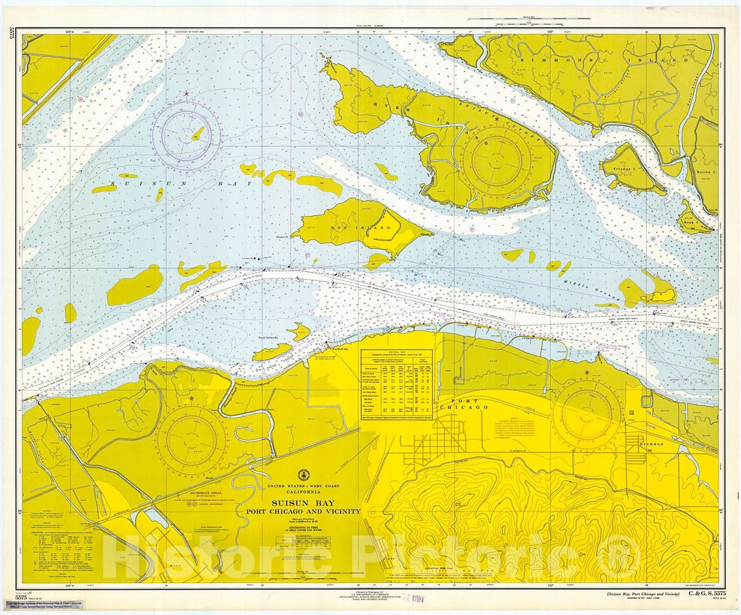 Historic Nautical Map - Suisun Bay, Port Chicago & Vicinity, 1967 NOAA Chart - California (CA) - Vintage Wall Art