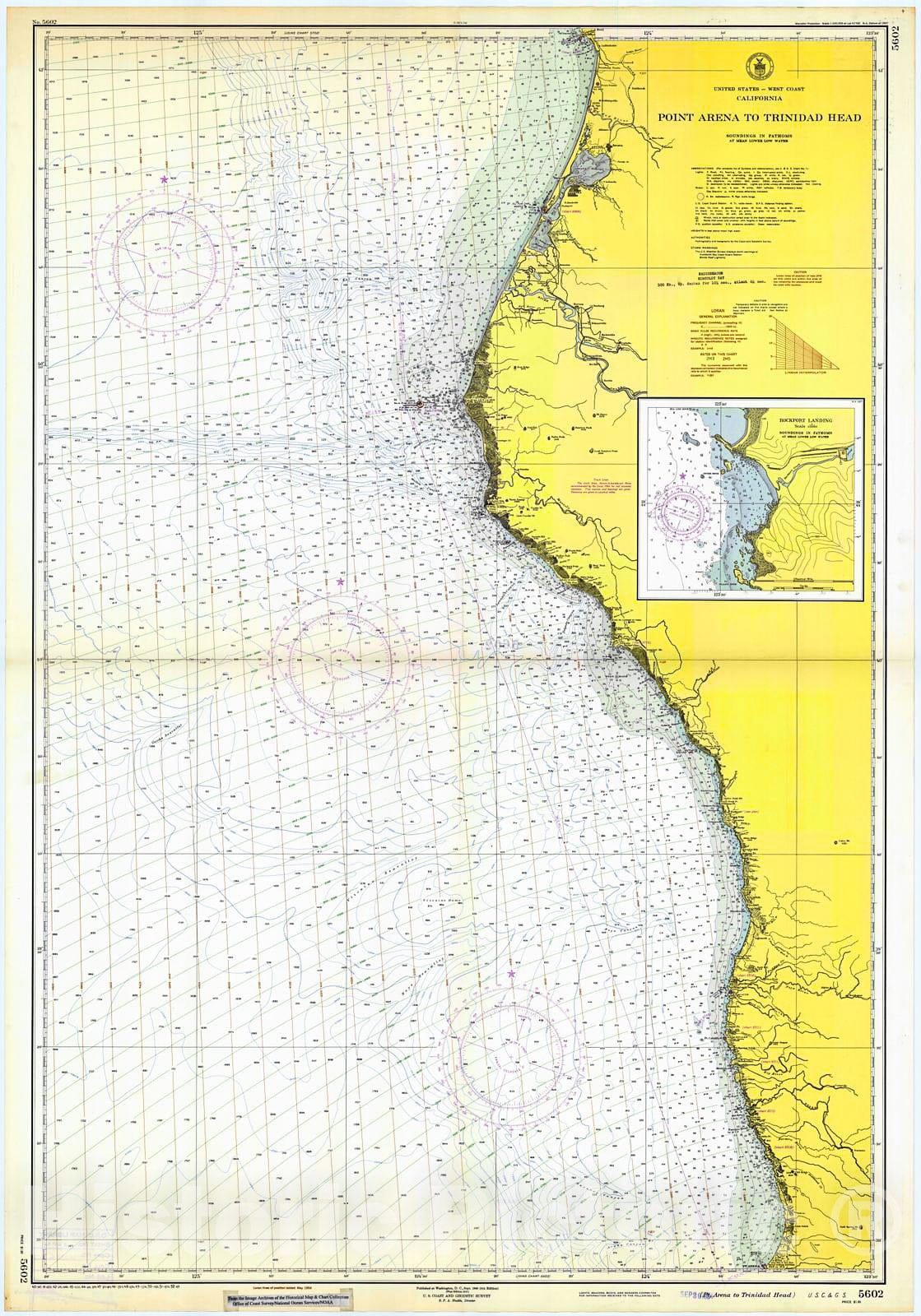 Historic Nautical Map - Pt. Arena To Trinidad Head, 1952 NOAA Chart - California (CA) - Vintage Wall Art