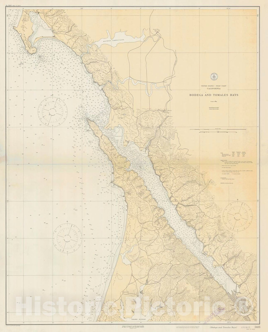 Historic Nautical Map - Bodega And Tomales Bays, 1933 NOAA Chart - California (CA) - Vintage Wall Art