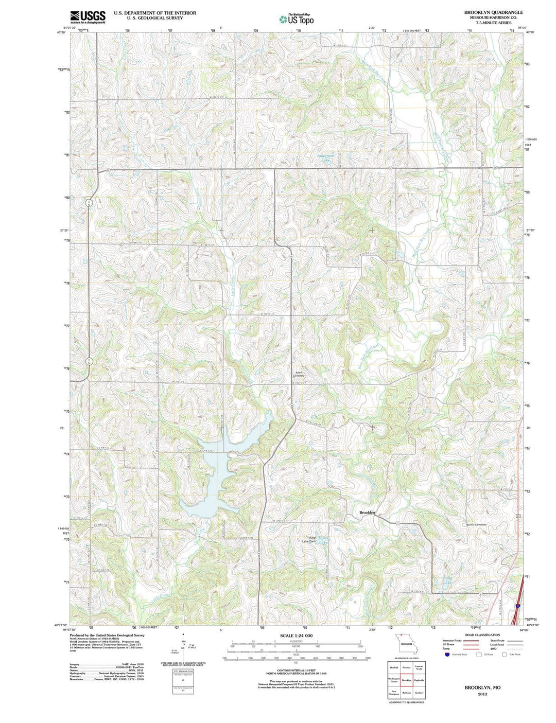 2012 Brooklyn, MO - Missouri - USGS Topographic Map