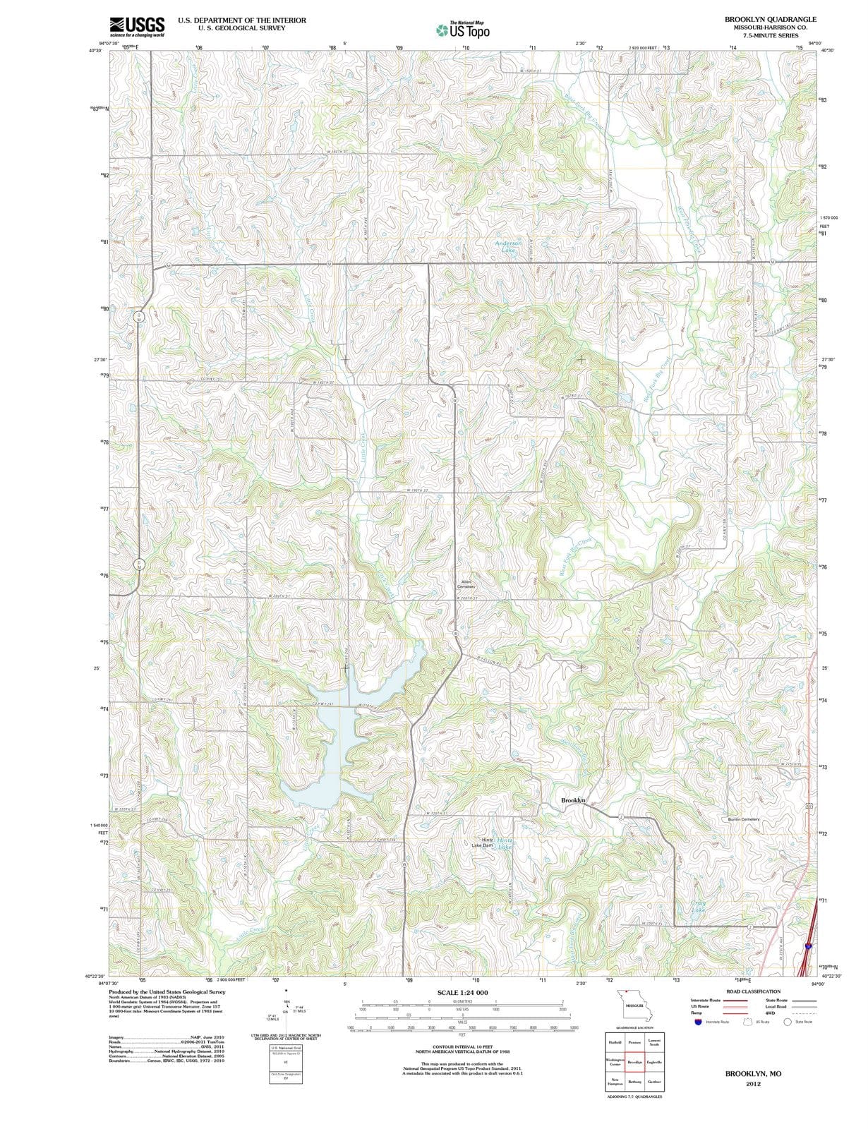 2012 Brooklyn, MO - Missouri - USGS Topographic Map