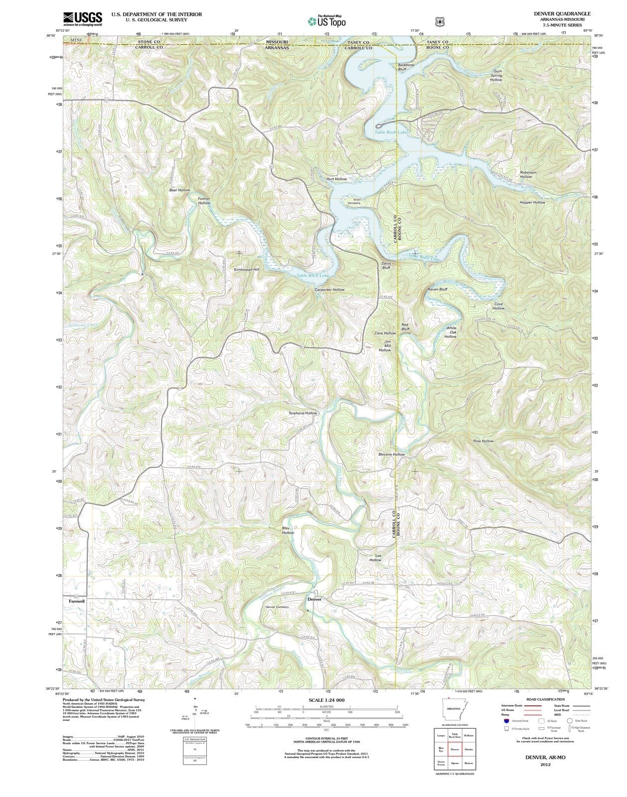 2012 Denver, AR - Arkansas - USGS Topographic Map