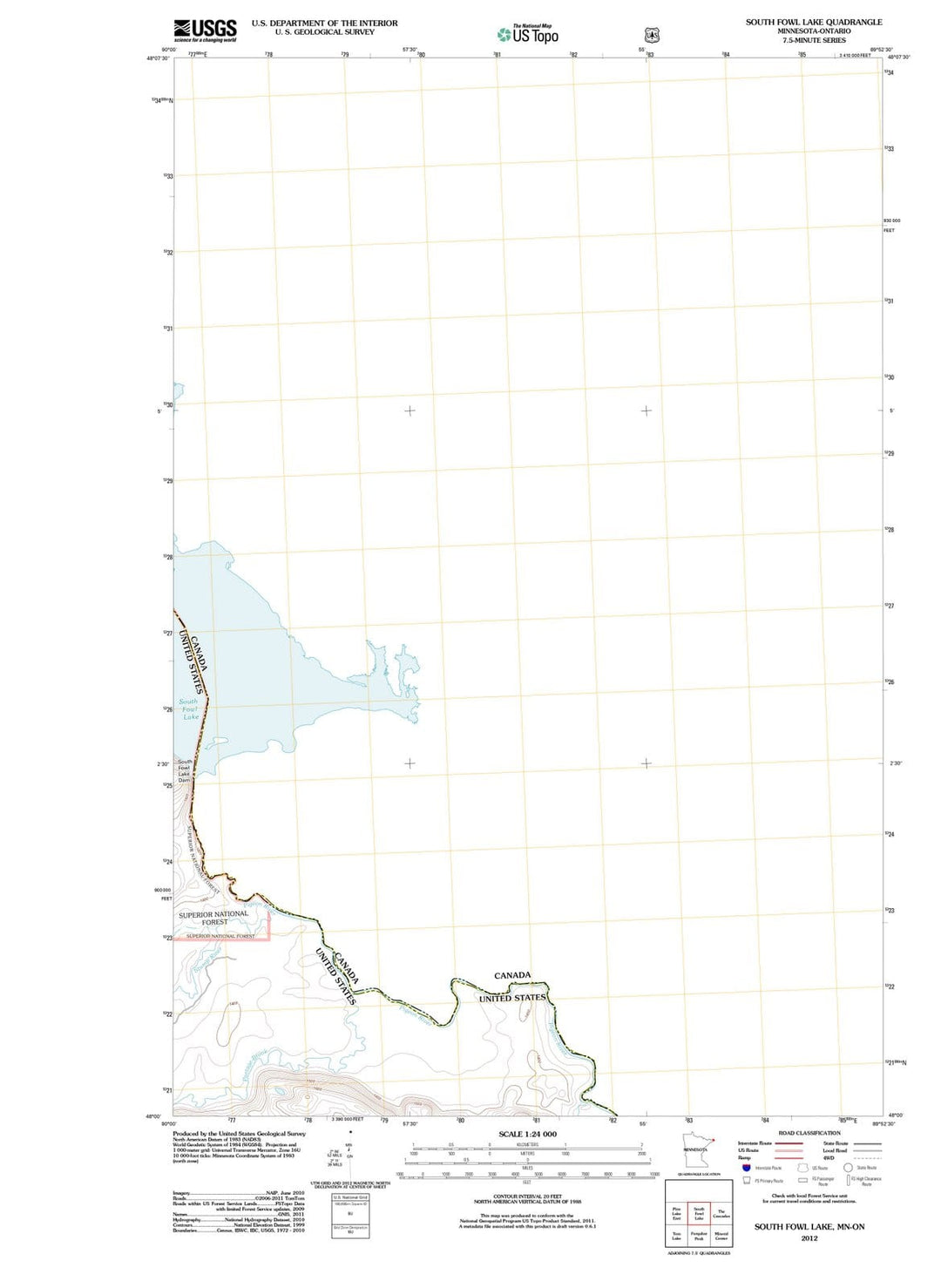 2012 South Fowl Lake, MN - Minnesota - USGS Topographic Map