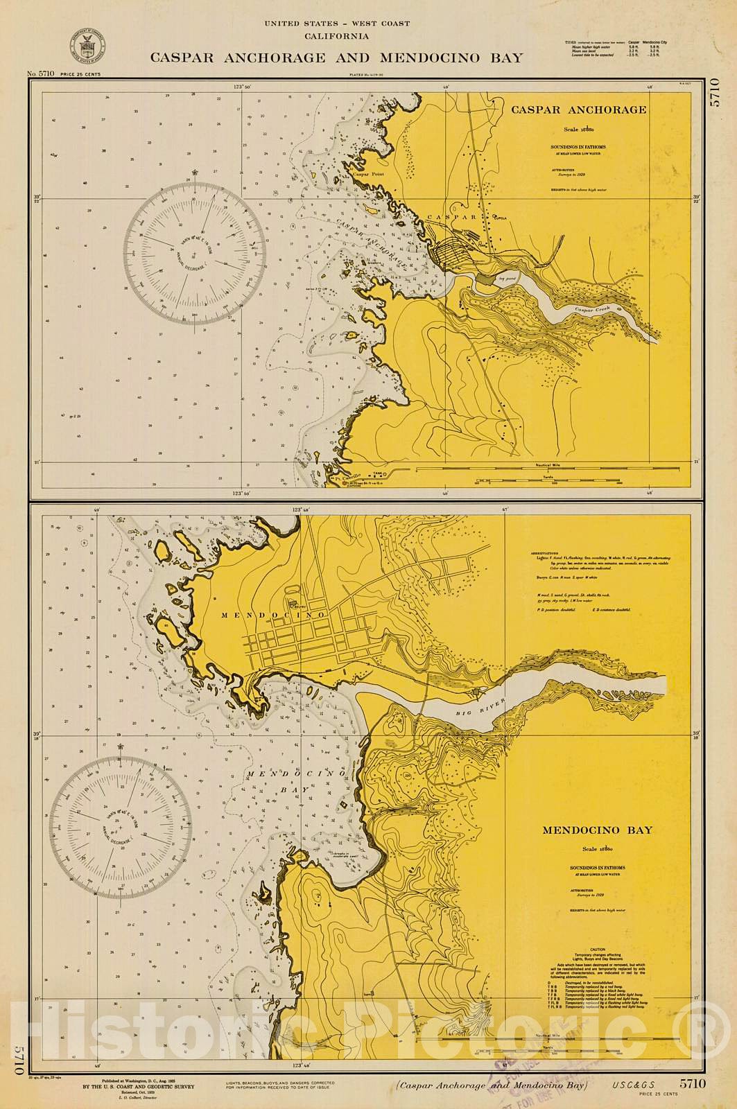 Historic Nautical Map - Caspar Anchorage To Mendocino Bay, 1939 NOAA Chart - California (CA) - Vintage Wall Art