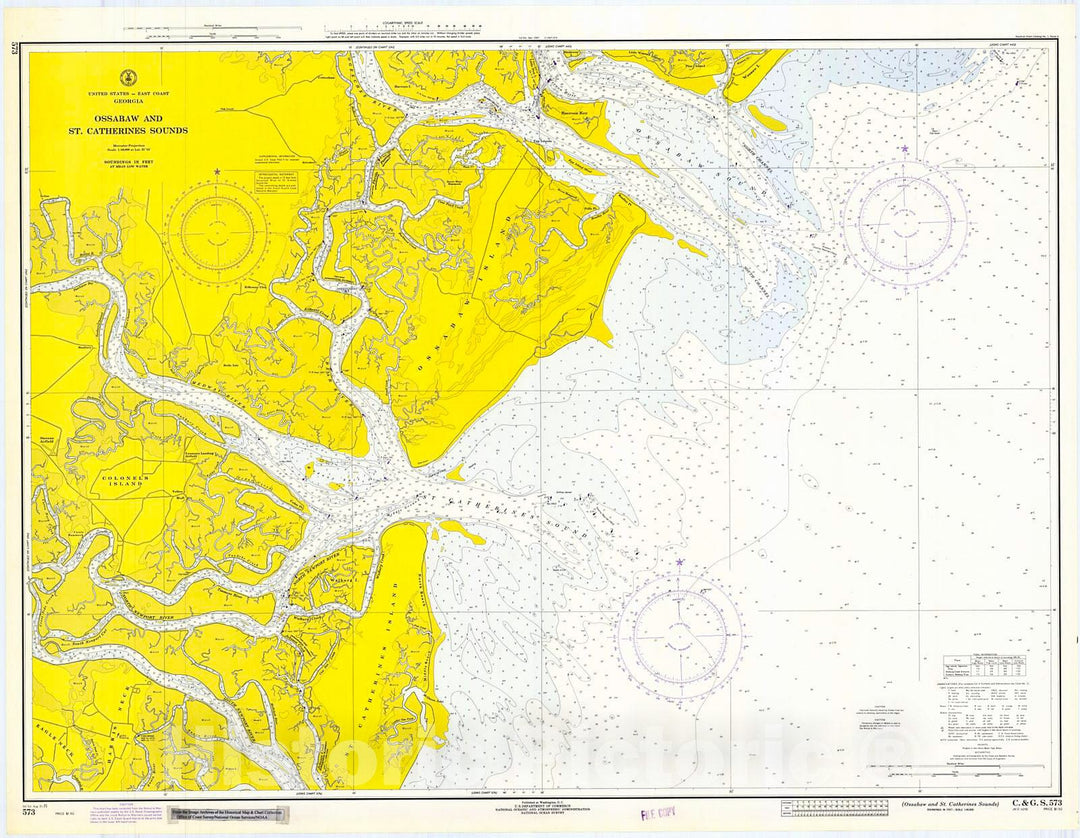 Historic Nautical Map - Ossabaw And St. Catherines Sounds, 1971 NOAA Chart - Georgia (GA) - Vintage Wall Art