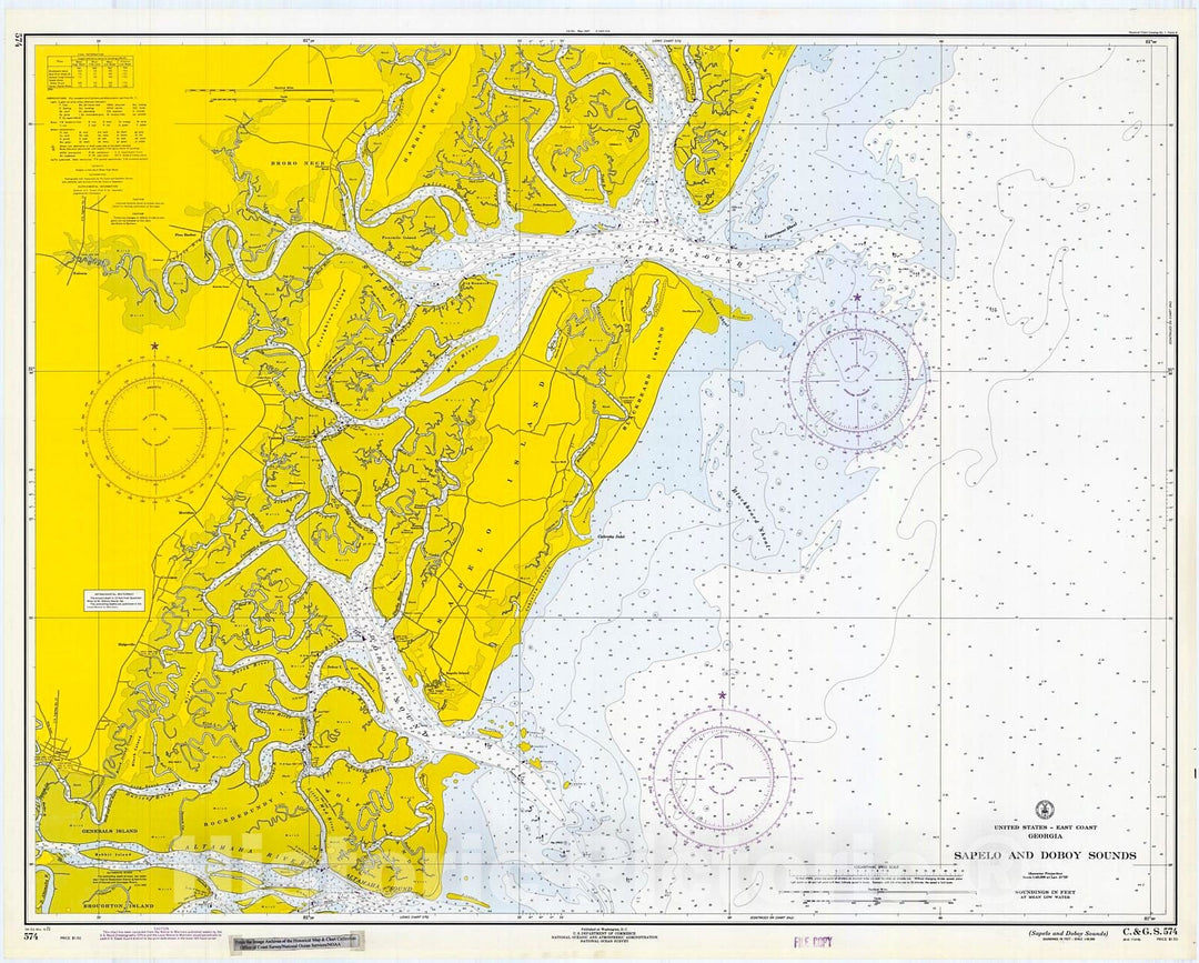 Historic Nautical Map - Sapelo And Dobay Sounds, 1971 NOAA Chart - Georgia (GA) - Vintage Wall Art