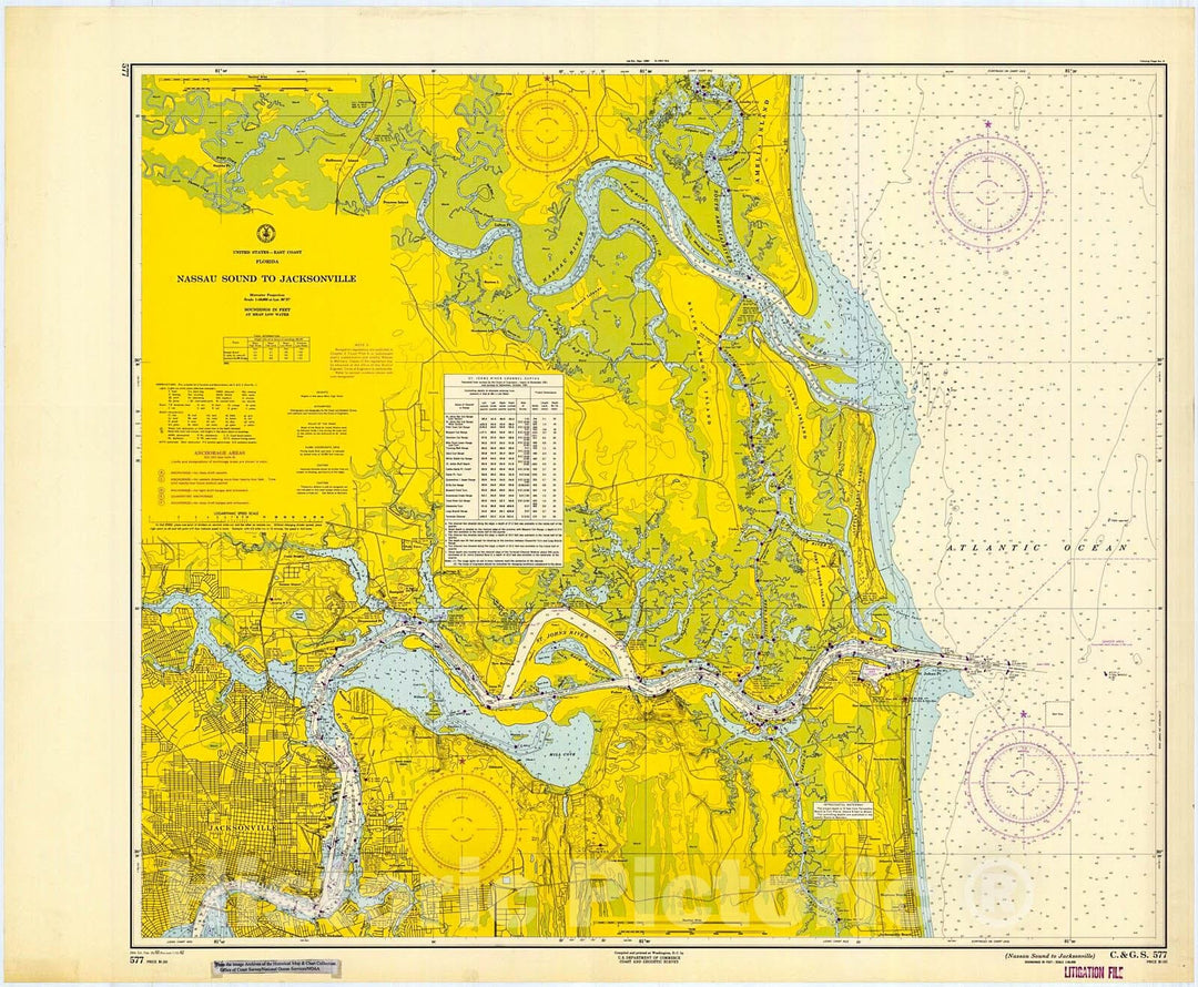 Historic Nautical Map - Nassau Sound To Jacksonville, 1962 NOAA Chart - Florida (FL) - Vintage Wall Art