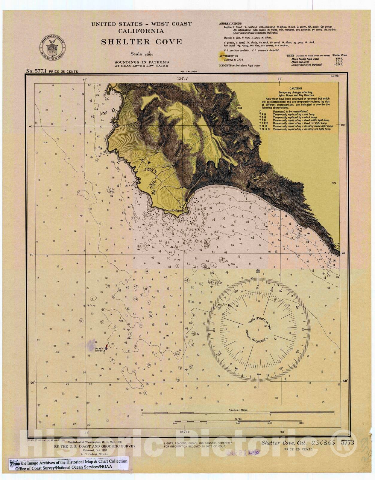 Historic Nautical Map - Shelter Cove, 1943 NOAA Chart - California (CA) - Vintage Wall Art