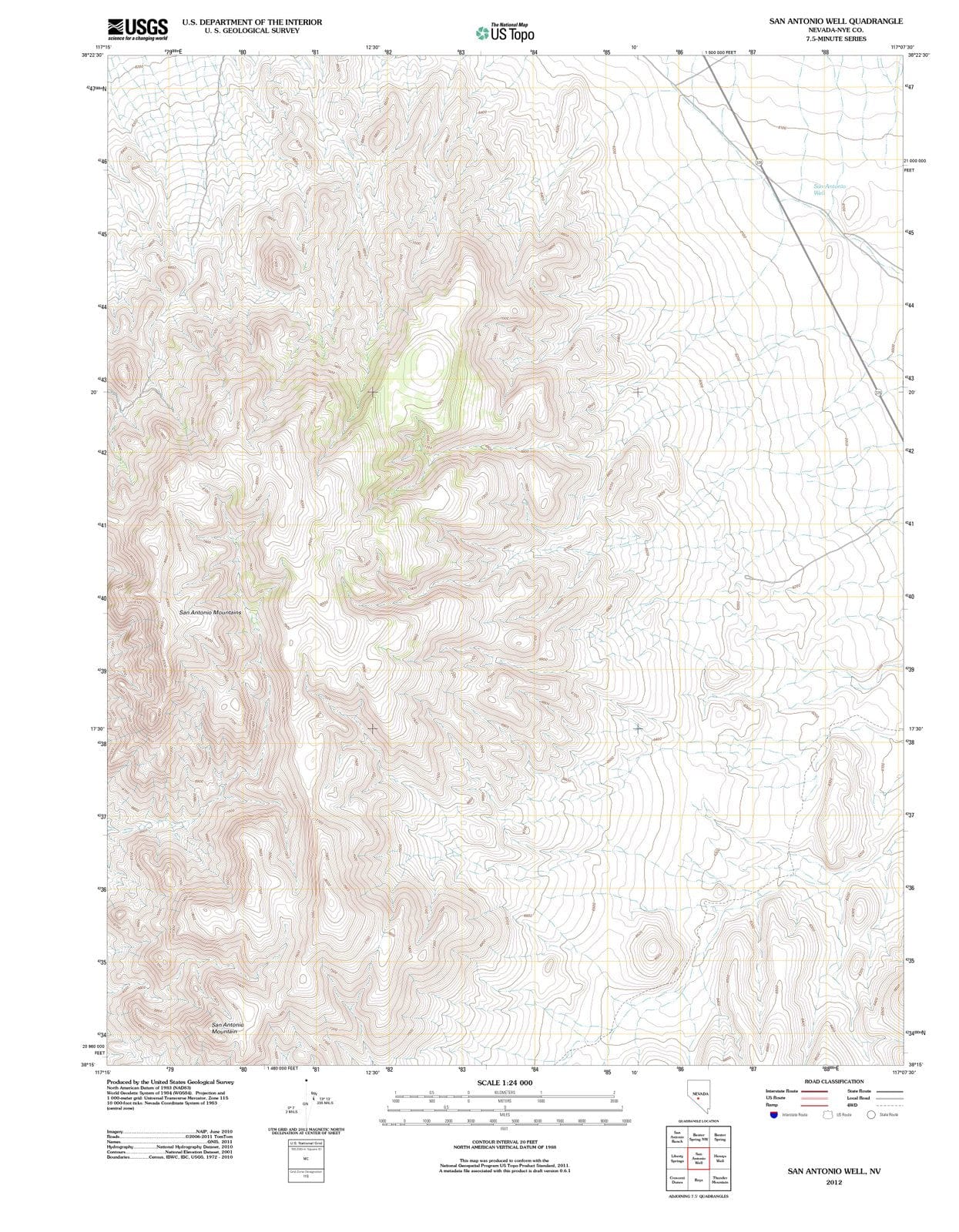 2012 San Antonio Well, NV - Nevada - USGS Topographic Map